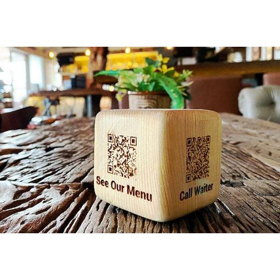 Chạm khắc cục gỗ QR code, Cube QR, wifi, thương hiệu