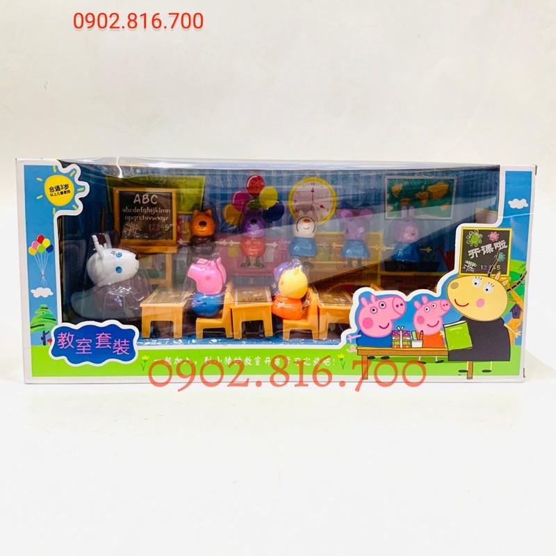 Đồ chơi lớp học heo peppa pig 10 nhân vật