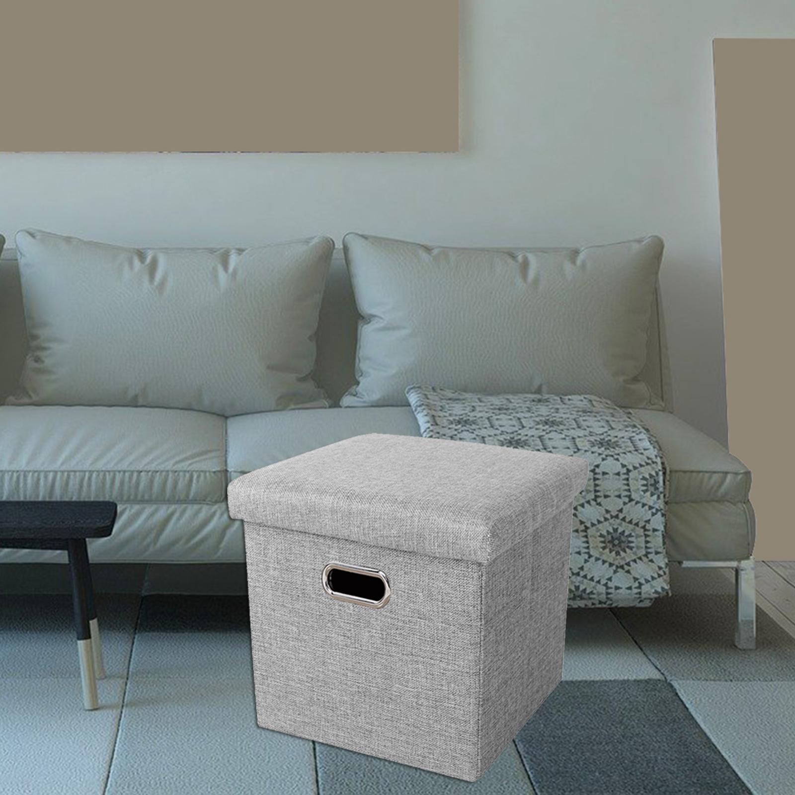 Folding Storage Ottoman Seat Footrest Storage Box for Bedroom