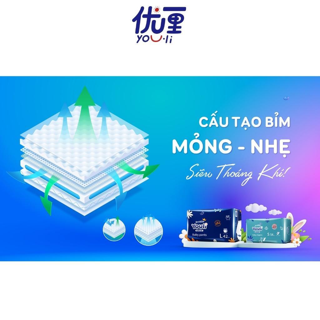 Combo 5 Bịch Tã Bỉm Dán/Quần Dr. YOULI Đai Chun Mềm Mại, Mỏng Nhẹ Siêu Thấm Hút Đủ Size S - 3XL Cho Bé 4kg - 20kg