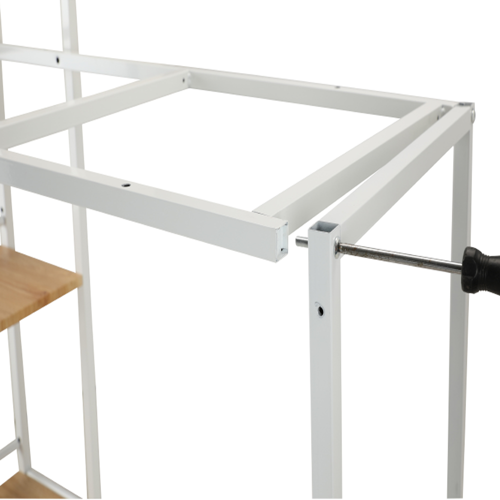 Bàn làm việc học tập đa năng kèm kệ 4 tầng CONNER mặt gỗ cao cấp kết hợp khung thép sơn tĩnh điện trắng | Index Living Mall - Phân phối độc quyền tại Việt Nam