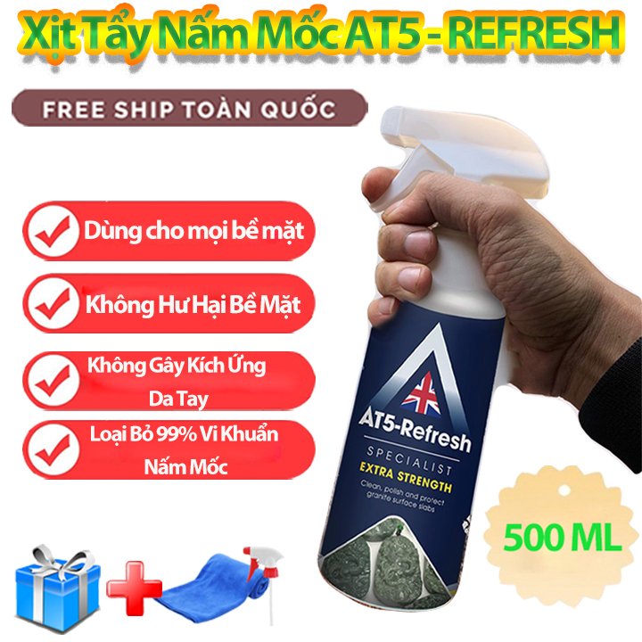 Chai Xịt Tẩy Nấm Mốc Diệt 99,9% Vi Khuẩn AT5 REFRESH 500ml - Tẩy Nấm Mốc Tường Nhà, Phòng Tắm ,Nhà Bếp