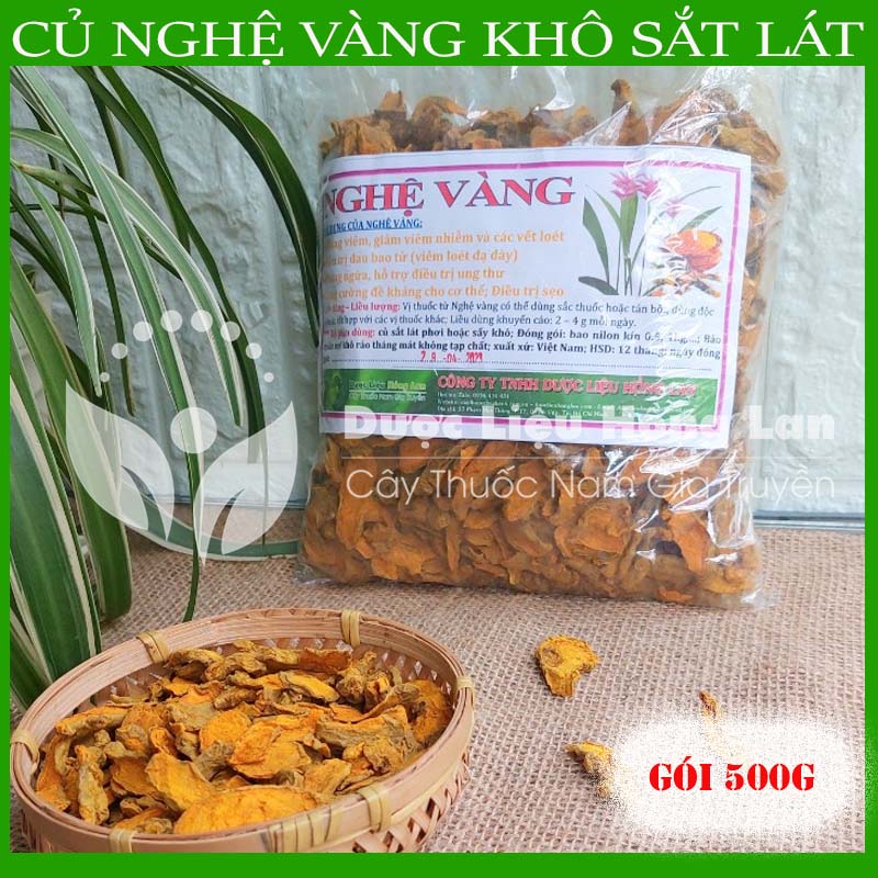 Củ Nghệ Vàng khô sắt lát gói 500g