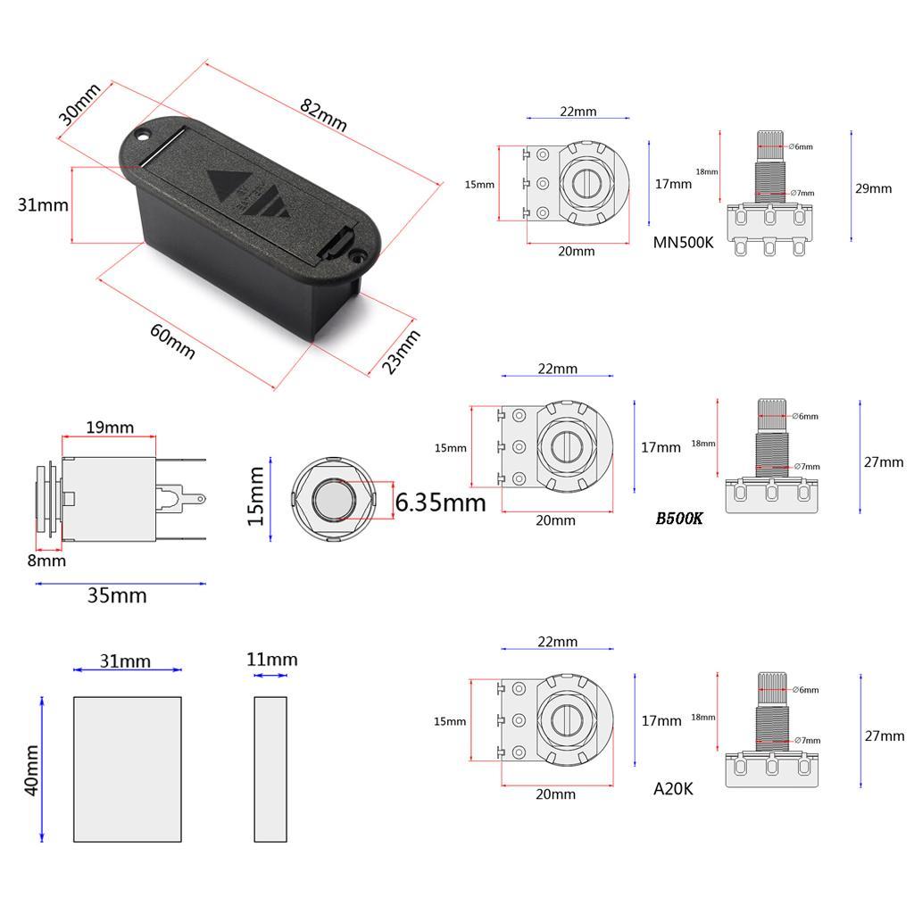 2 Band  EQ Preamp  for Bass Pickup 1  3   Pot