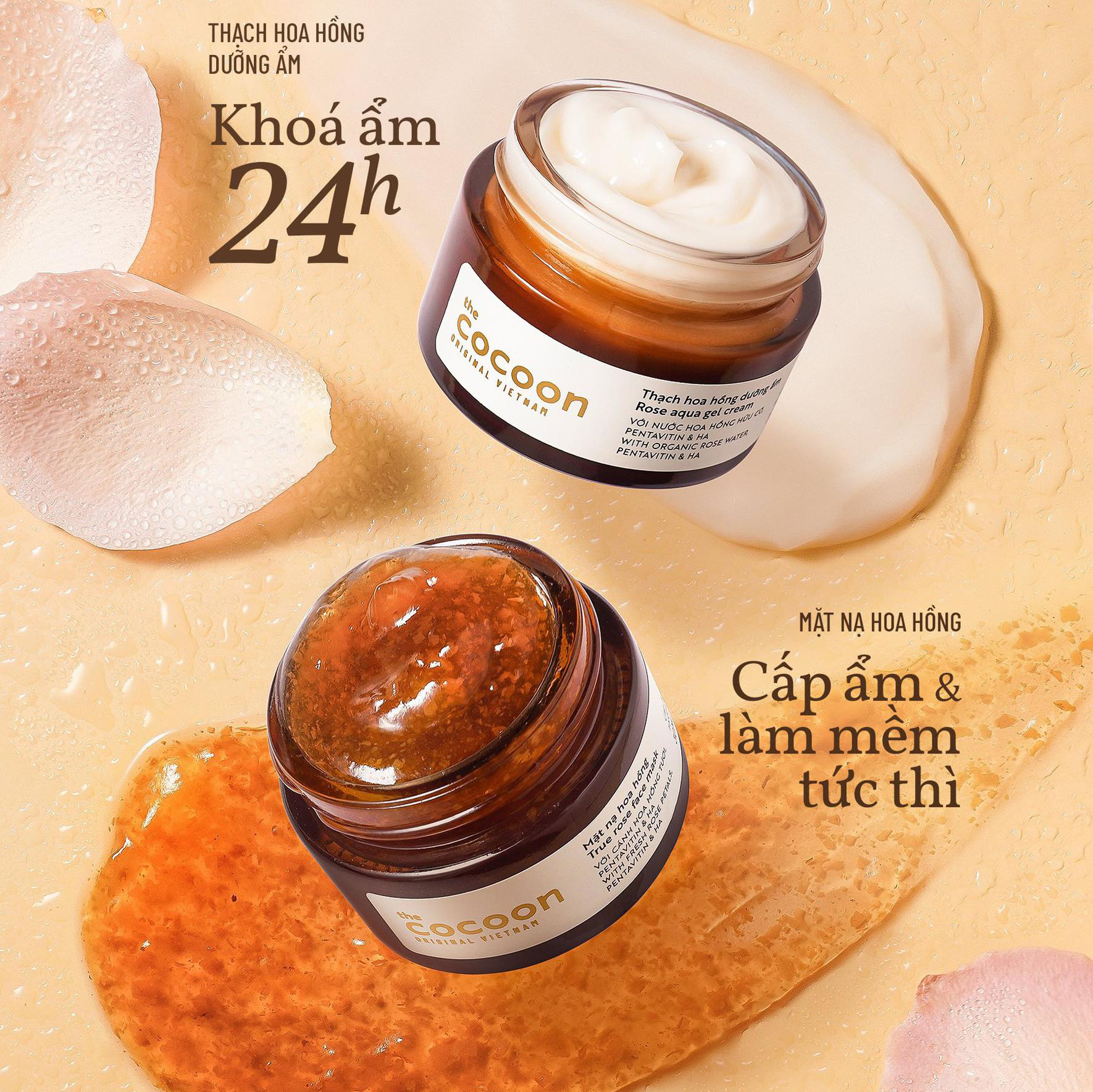 Combo Mặt nạ hoa hồng Cocoon 100ml + Thạch hoa hồng dưỡng ẩm Cocoon 100ml