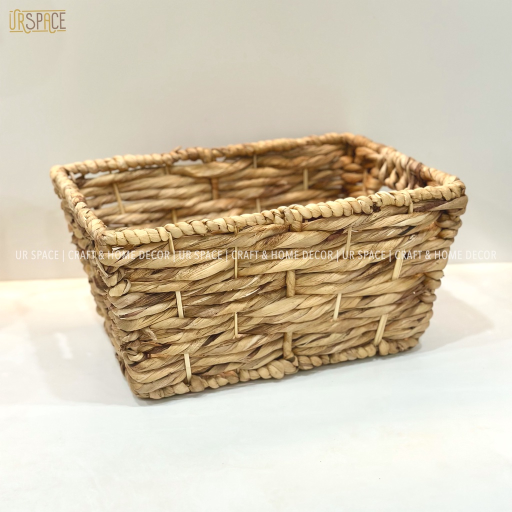 Giỏ cói đựng trái cây URSPACE đựng sách báo, đồ chơi, decor trang trí / RECTANGLE HYACINTH BASKET
