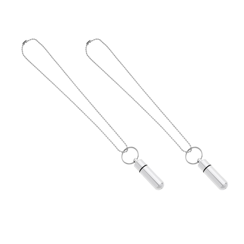 2Pcs Pill Box Aluminum Outdoor Waterproof Pendant Capsule Sealed Bottle 5cm