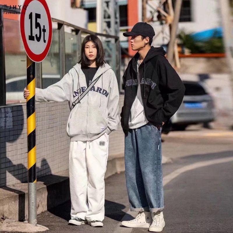 Áo khoác hoodie tay phồng Ozis chất nỉ xịn zip kéo form rộng unisex nam nữ_ mẫu áo khoác ulzzang thời trang thu đông mới