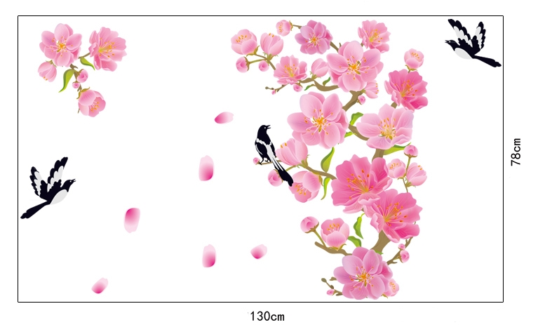 Decal Dán Tường Cành Đào Hồng 1 Binbin PK155