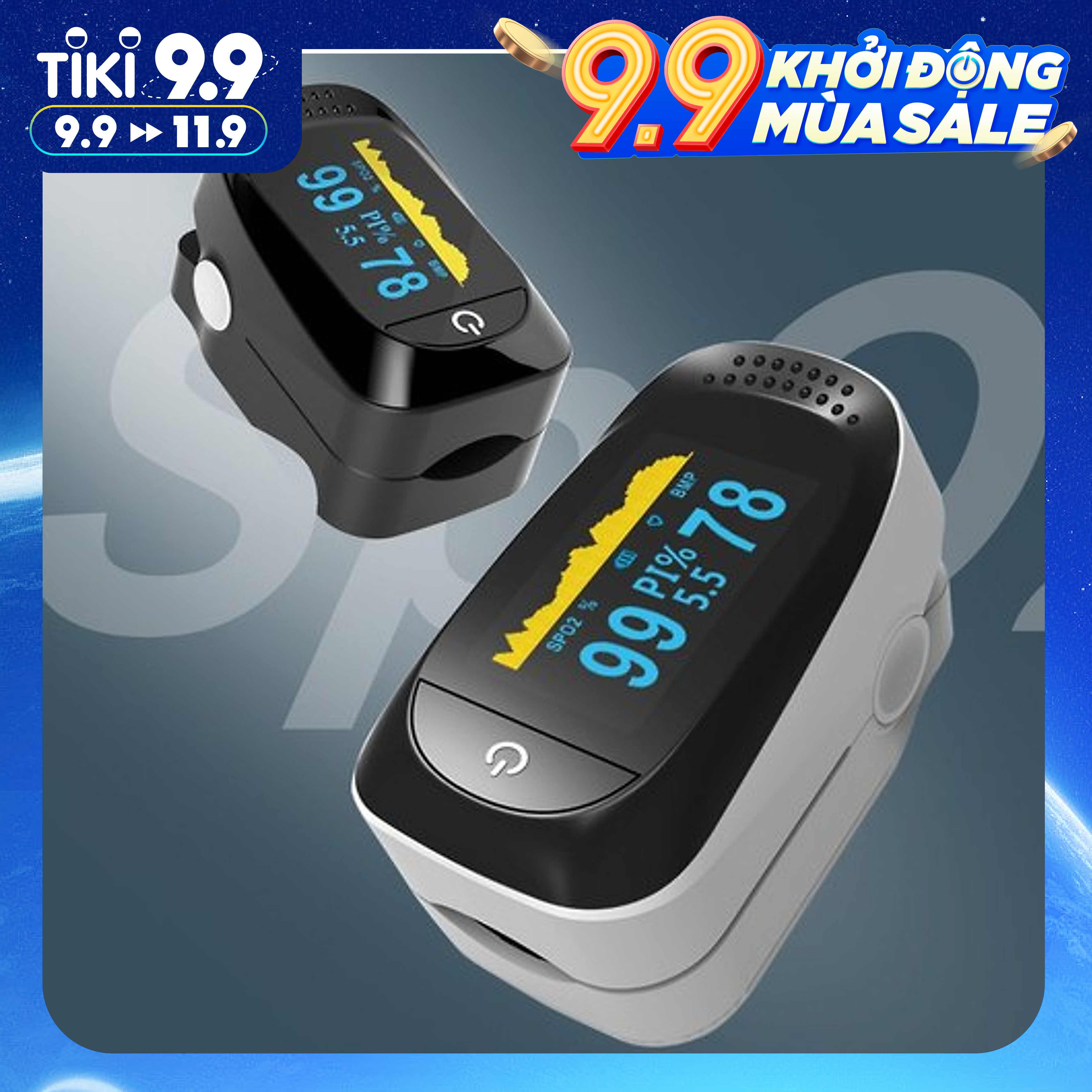 Máy đo huyết áp kẹt ngón tay kỹ thuật số Màn hình OLED màu kép đo nồng độ Oxy, SpO2 trong máu SpO2 Pulse Oximeter