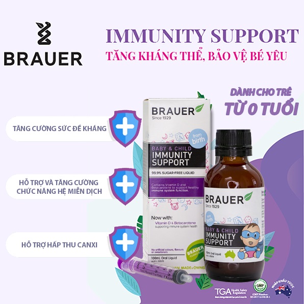 Vitamin tổng hợp hỗ trợ miễn dịch Immunity Support Brauer Giúp bé phát triển khỏe mạnh - Massel Official
