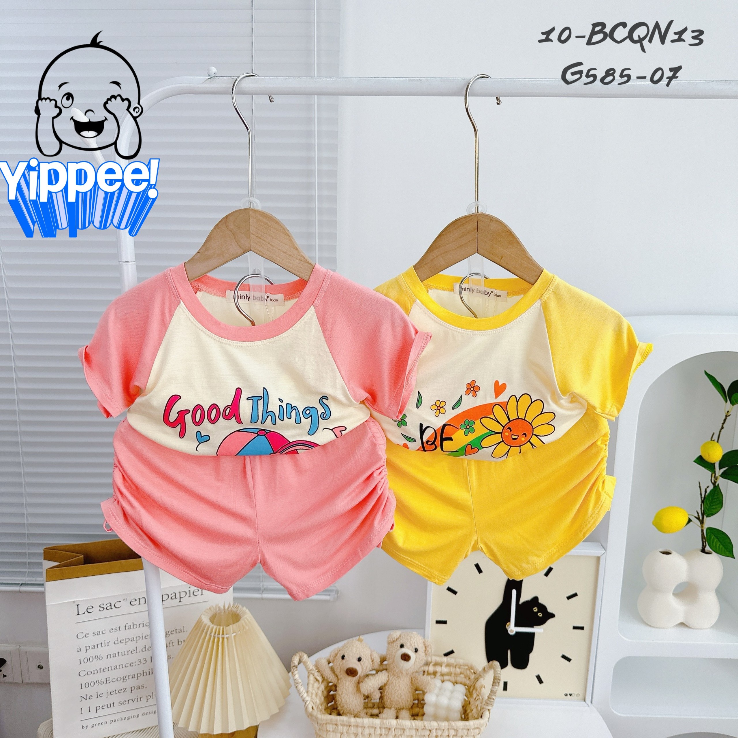 Đồ bộ bé gái, bộ mùa hè cho bé gái họa tiết trái cây con vật đáng yêu size 5-28kg chất cotton mềm mịn mát