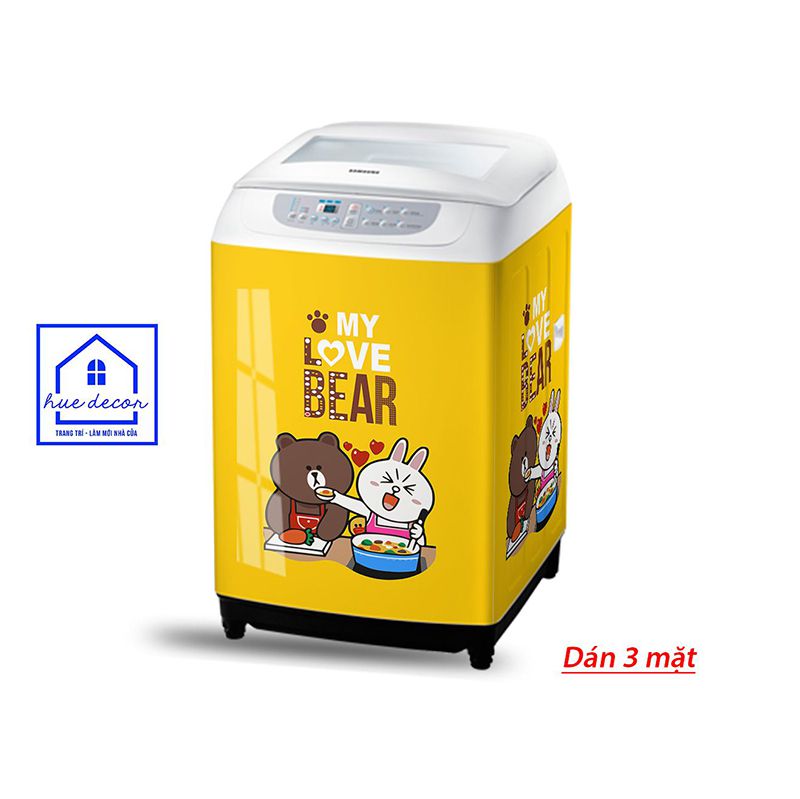 Decal Dán Tủ Lạnh Siêu Cute Gấu  Brown Hue Decor Chống Nước, Siêu Bền, Màu Sắc Trẻ Trung, Cá Tính, Năng Động