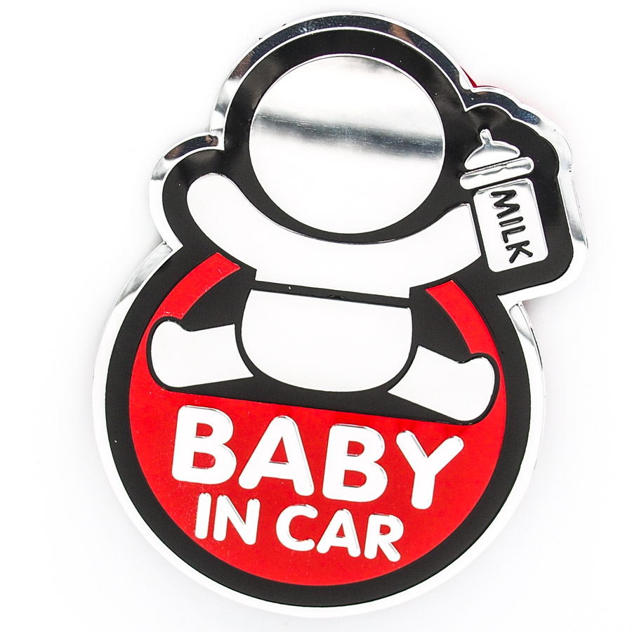 Sticker hình dán metal Baby in car - Màu đỏ