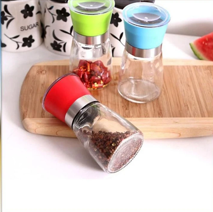 Cối xay KG78 hạt tiêu bằng lọ thủy tinh tiện dụng, có tay vặn chỉnh lớn nhỏ ( giao màu ngẫu nhiên )- Hàng chính hãng