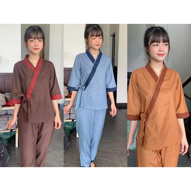 #đồ lam đi chùa cao cấp#đồ lam thiết kế #nhật nơ phối linen
