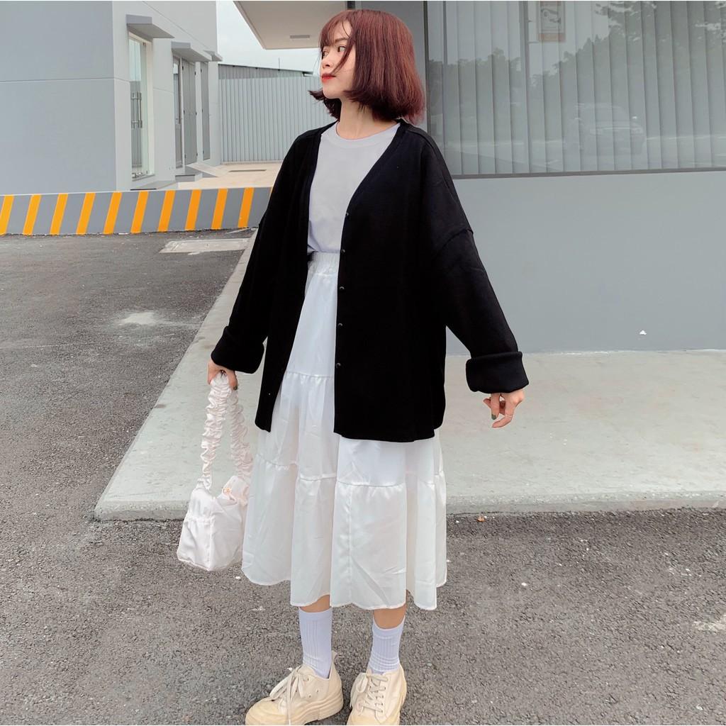 Áo Khoác Nỉ Cardigan Hàn Trơn Form Rộng Ulzzang (Ảnh thật