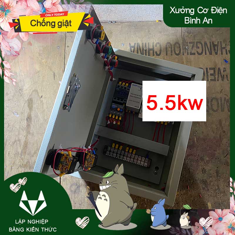 Tủ điều khiển 5.5kw chống giật, chống ngắn mạch và quá dòng đảo pha cho động cơ điện 3pha