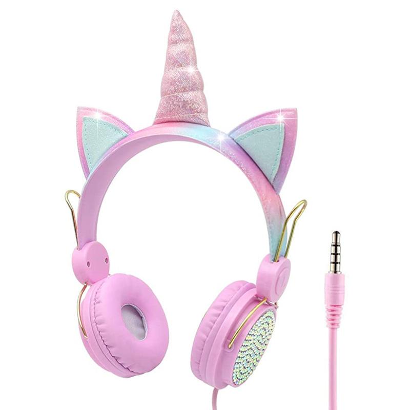 Ngộ Nghĩnh Bé Tai Nghe Nhiều Màu Sắc Kim Cương Kỳ Lân Cô Gái Có Dây Tai Nghe Nhạc Stereo Điện Thoại Tai Nghe Nhét Tai Trẻ Em Giáng Sinh Brithday Quà Tặng