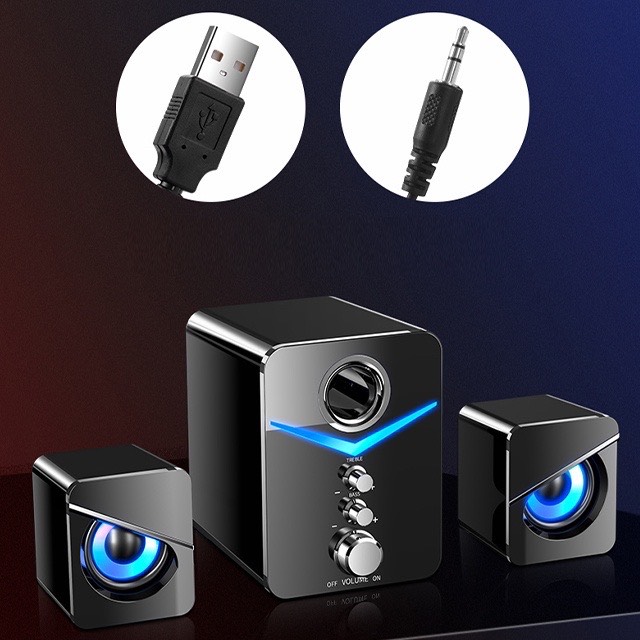 Bộ 3 Loa Máy Tính Doron D221 Super Bass, Có Đèn LED, Dùng Cho Laptop, PC Nghe Nhạc Loa Vi Tính - Hàng Chính Hãng
