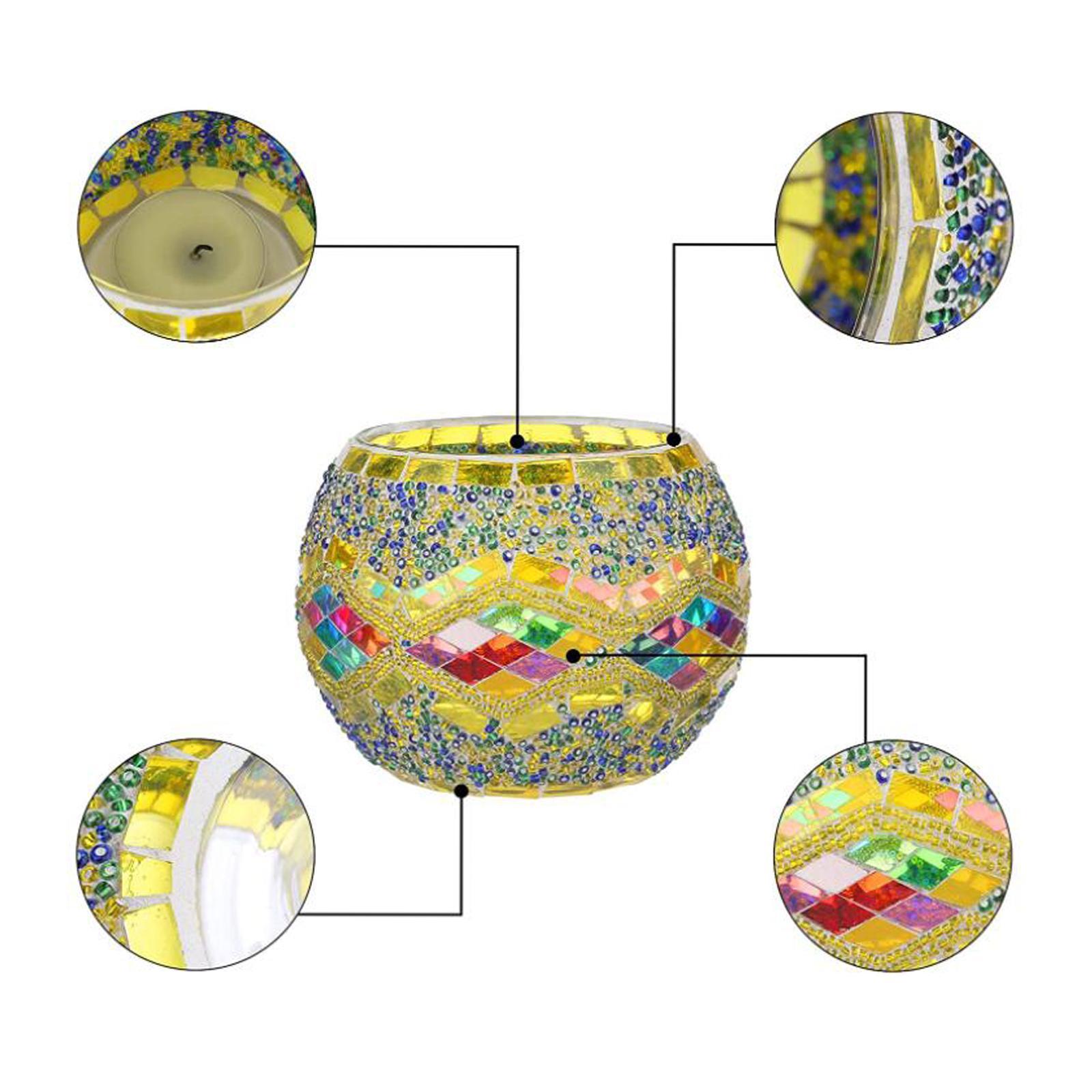 European Mosaic Glass Tea Light Holder Romantic Glass Candle Holder for