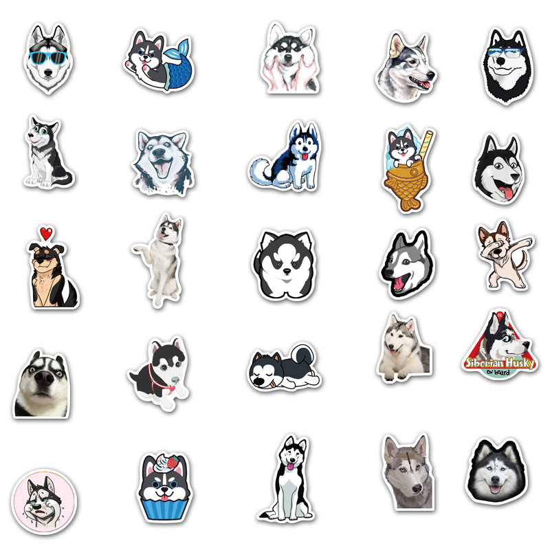 Sticker 50 miếng hình dán Husky