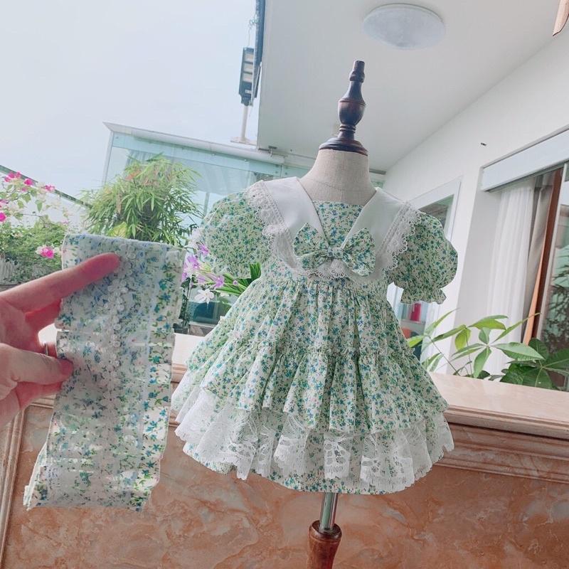 váy bé gái công chúa 5-18kg  LINA KIDS đầm sinh nhật thôi nôi bé gái-lolita xanh