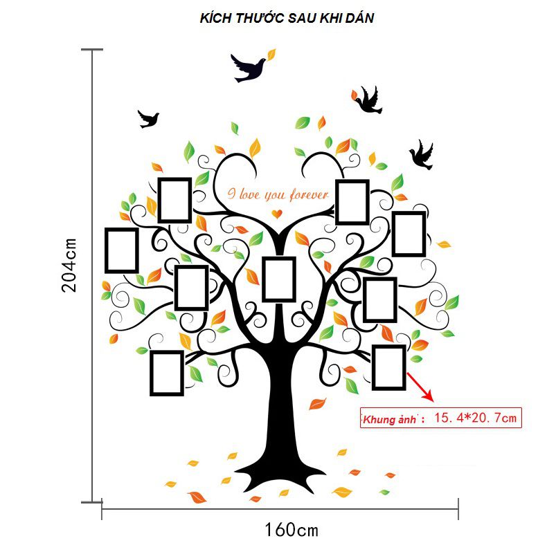 Decal dán tường Cây khung ảnh 8 DCX041