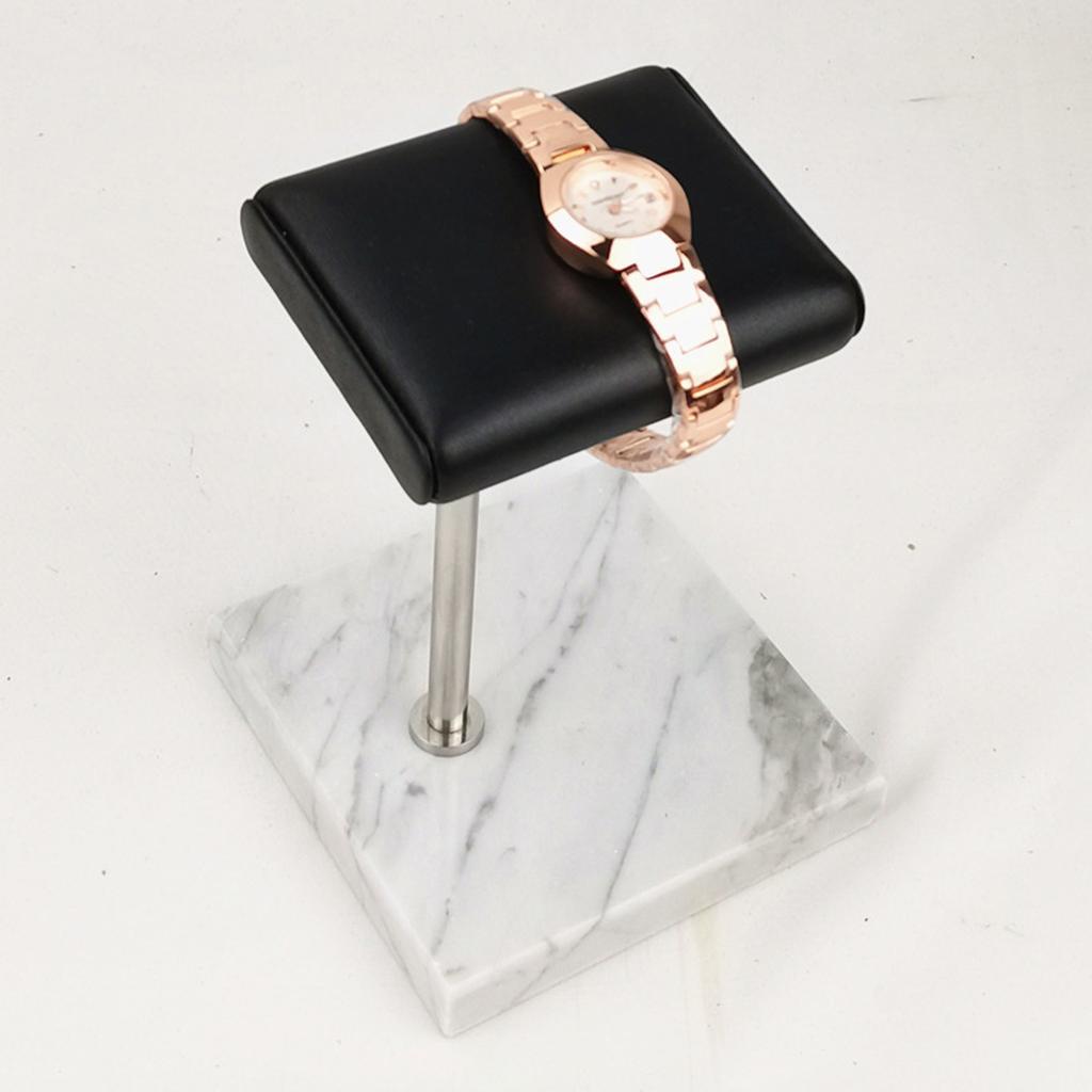 2pcs Green Marble Base & PU Watch Holder Stand for Display