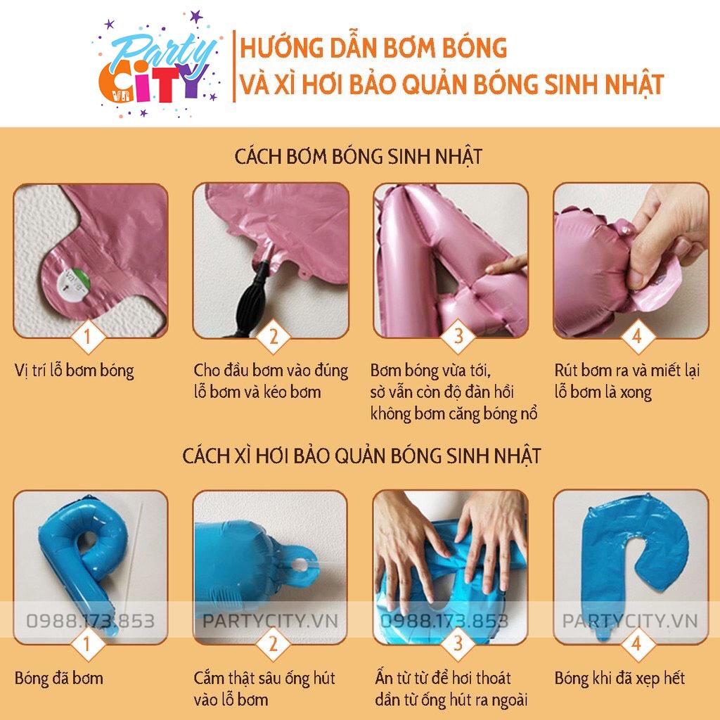 【PartyCityvn】Set trang trí sinh nhật Hàn Quốc màu xanh kèm lá phù hợp bé trai, bé gái và người lớn