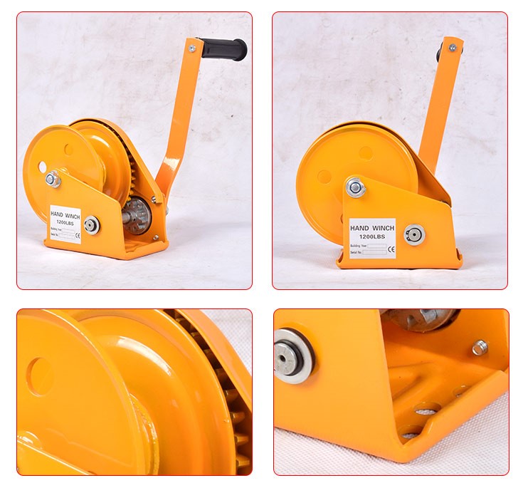 Tời quay tay 2600LBS tự khóa, tải kéo 1180kg, có cáp móc, cáp thép 6 ly dài 20 mét