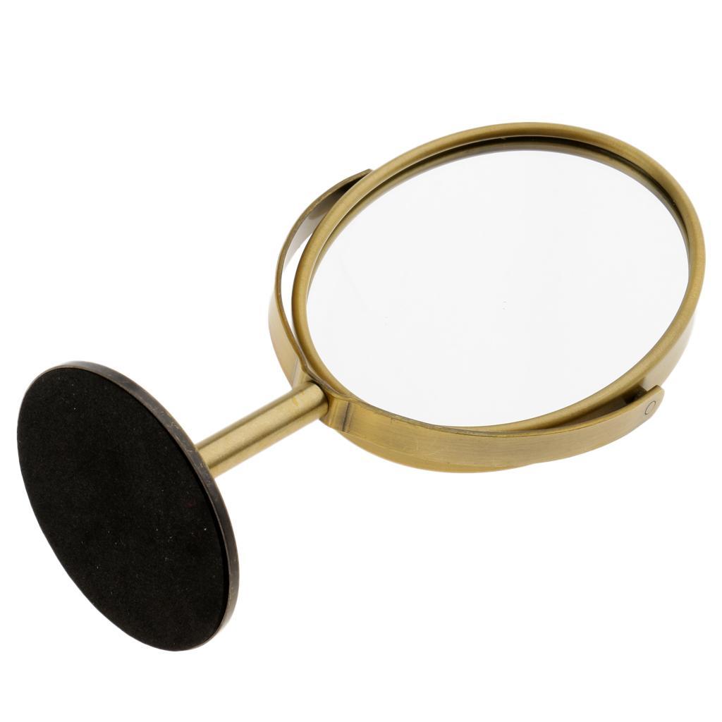 3in Mini Dual Side Normal Magnifying Oval Stand Makeup Table Mirror Bronze
