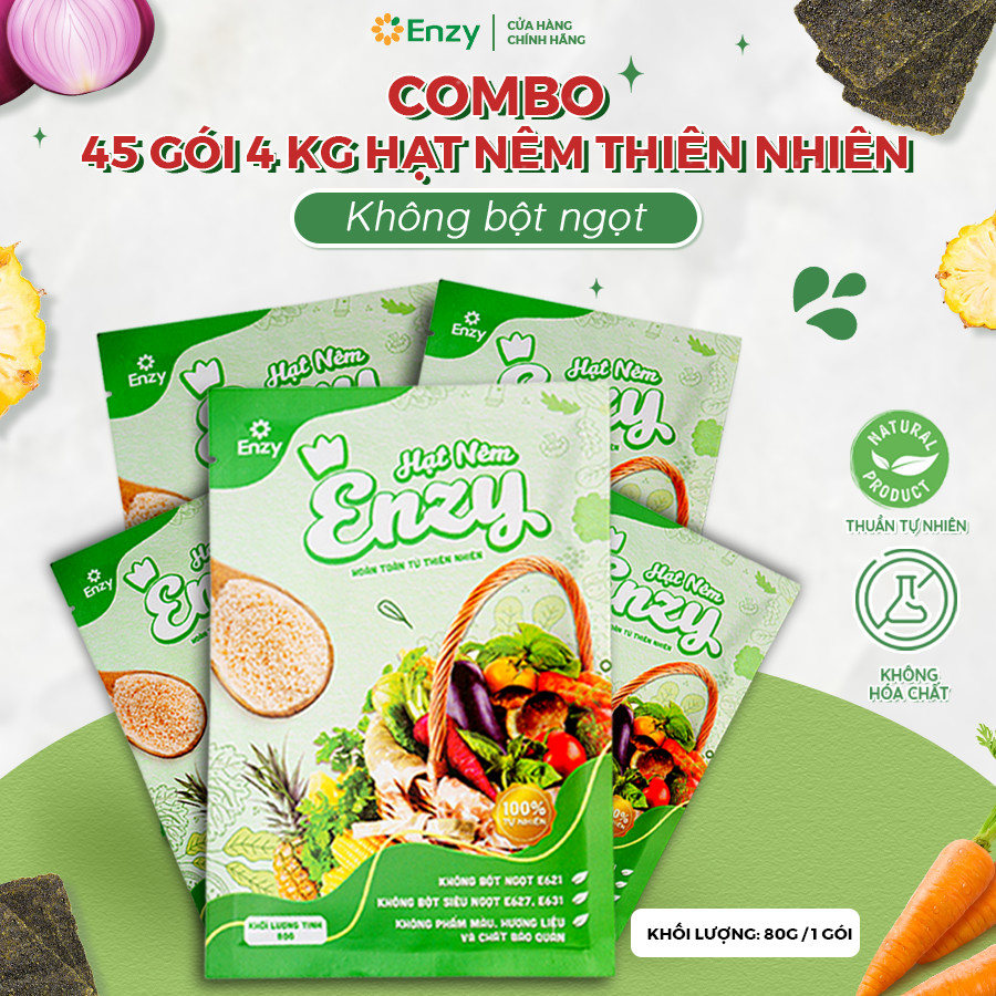 Combo "Nhà hàng" 45 gói bột nêm rau củ Enzy healthy dùng thay thế gia vị cả chay và mặn.