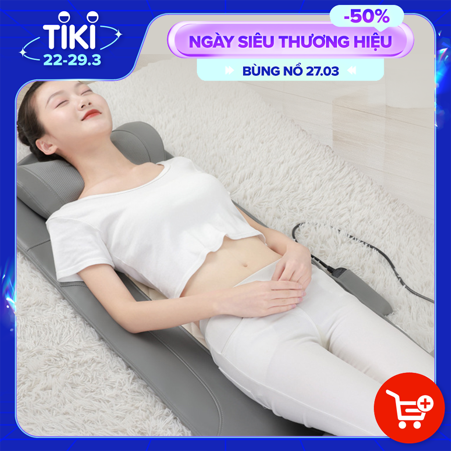 Đệm Massage Toàn Thân VISPO- Máy Massage Kết Hợp Túi Khí Và Bi Massage Nhiệt Hồng Ngoại Giúp Thư Giãn, Giảm Đau Cơ Thể - Nệm Mát Xa Đa Năng Cao Cấp Màu Xám