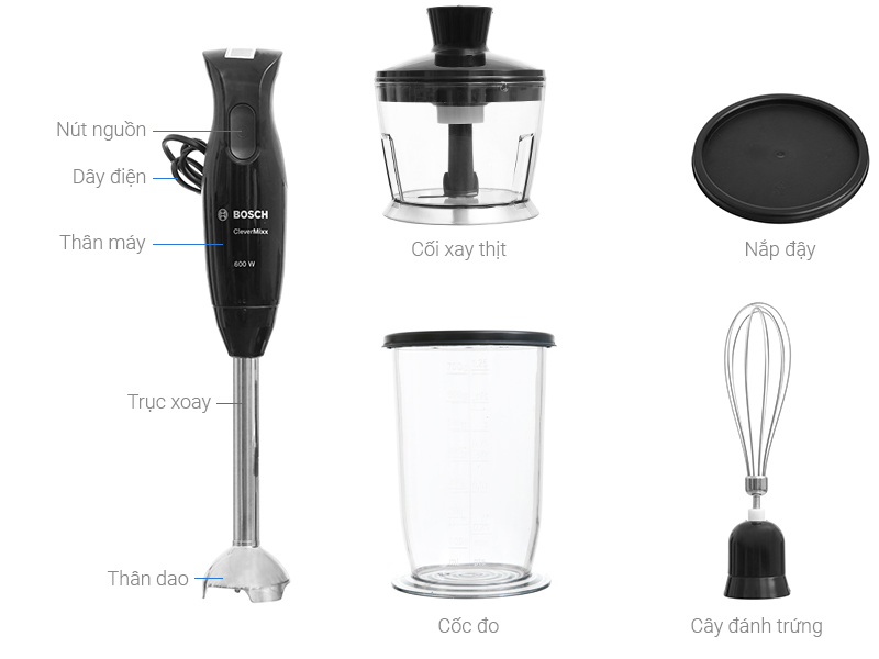 Máy xay cầm tay Bosch HMH.MSM2650B 600W - Hàng chính hãng