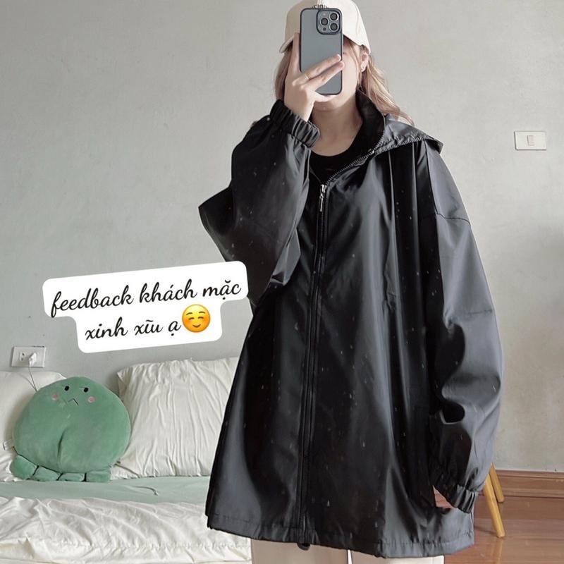 Áo khoác dù 2 lớp in hình mặt mèo form rộng Unisex form từ 42 - 65Kg