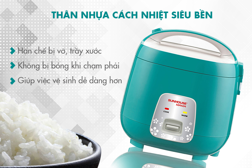 Nồi Cơm Điện Nắp Gài Sunhouse Mama SHD8652G (1.8L) - Hàng chính hãng