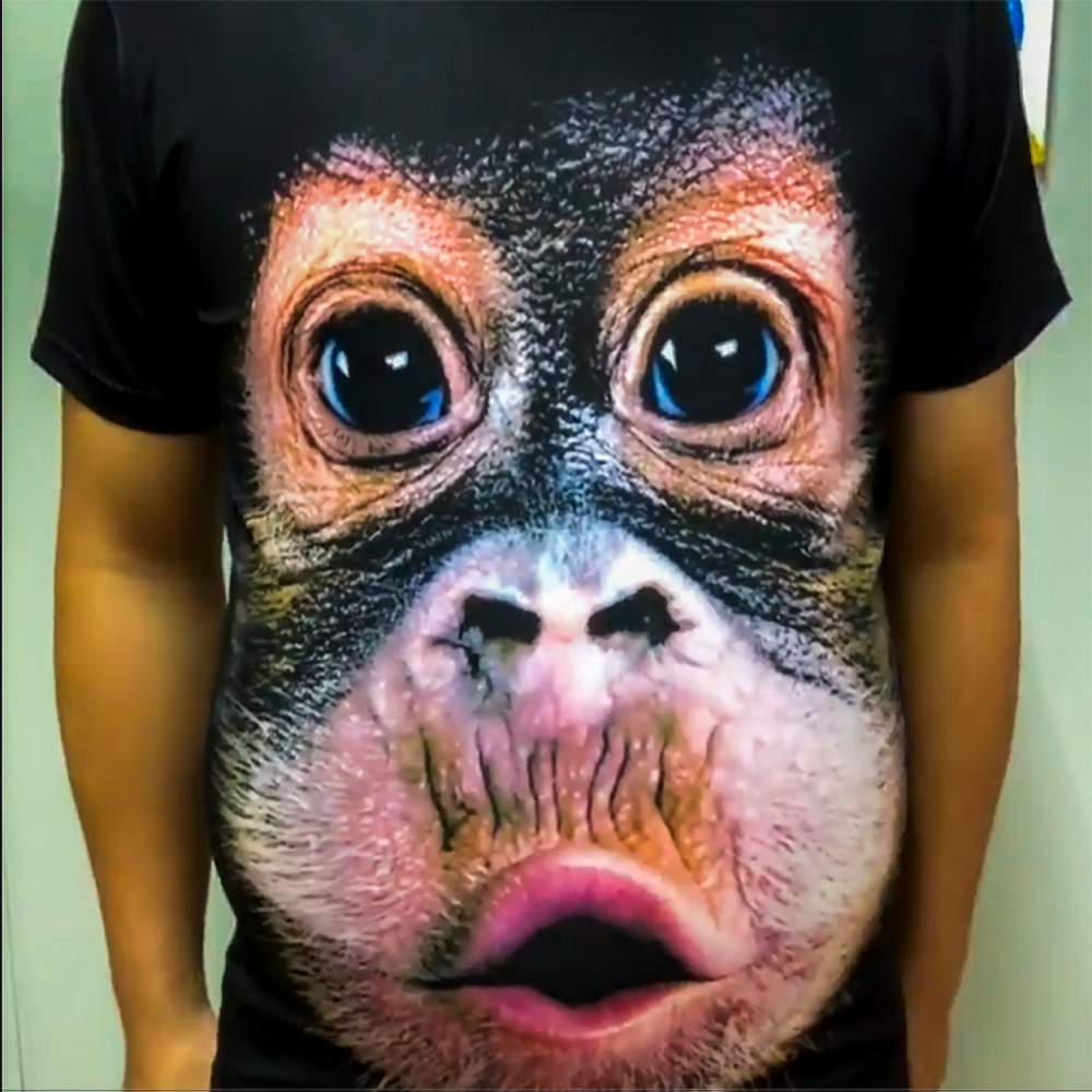 Áo khỉ màu đen cổ tròn tay ngắn, áo phông nam khỉ 3D đen mặc cực cool ngầu đặc biệt cho các anh có bụng