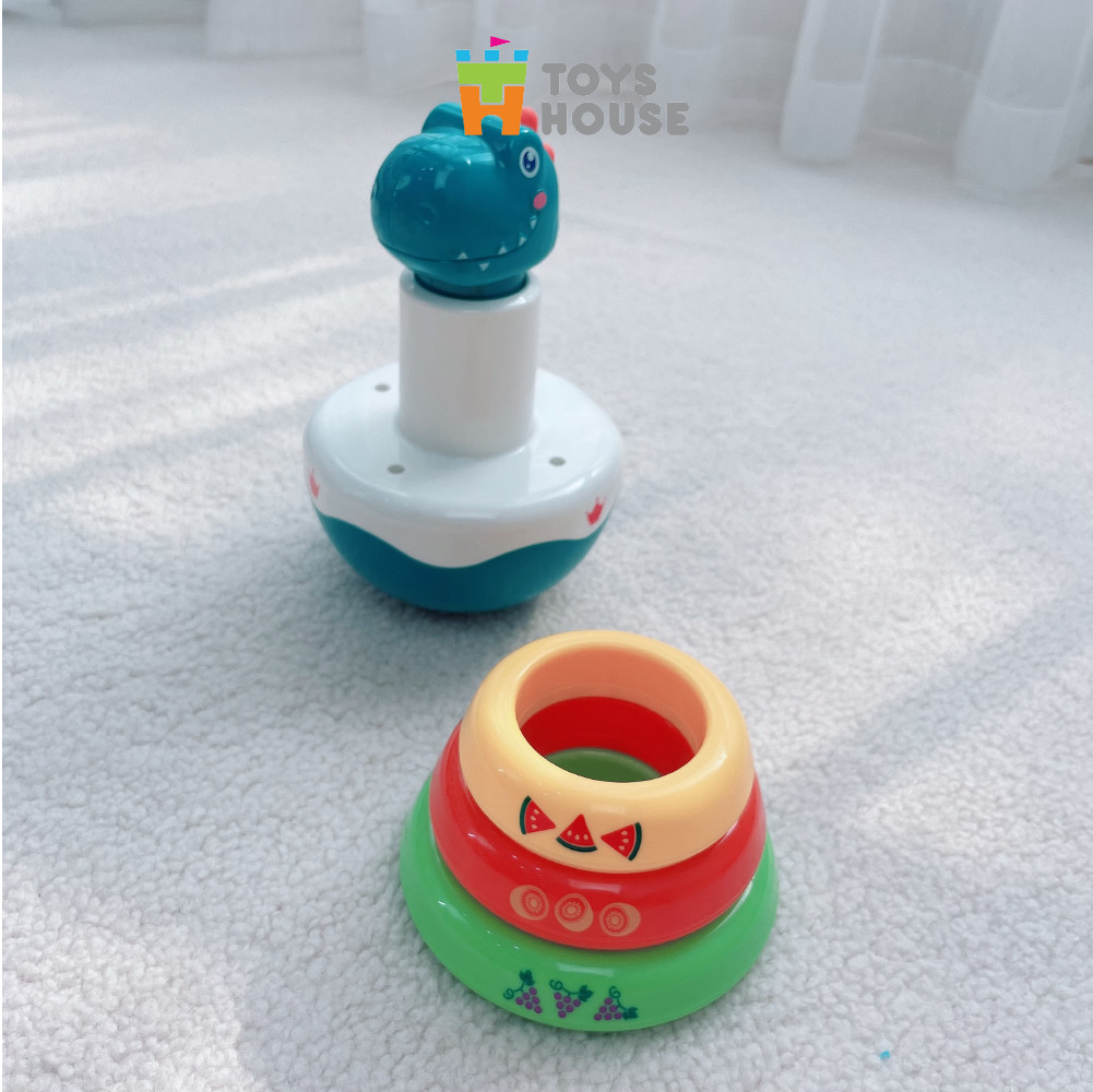Đồ chơi lật đật, vòng xúc xắc xếp chồng nhiều màu sắc hình khủng long ToysHouse HE0298