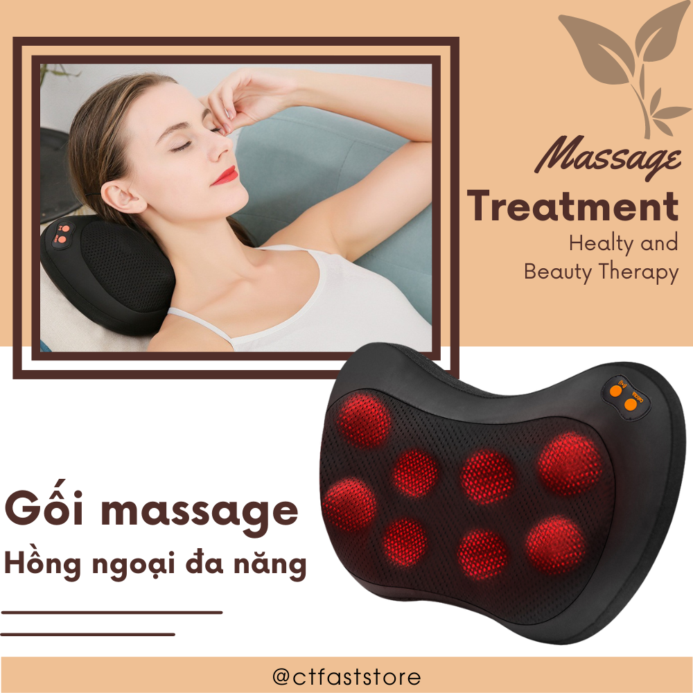 Gối massage đa năng CTFAST 016: Máy mát xa toàn thân nhiệt hồng ngoại 3D mô phỏng bàn tay con người - Chuyên sâu giảm đau cổ, vai, gáy, lưng..Dễ dàng sử dụng tại nhà, văn phòng, ô tô - Quà tặng ý nghĩa cho người thân