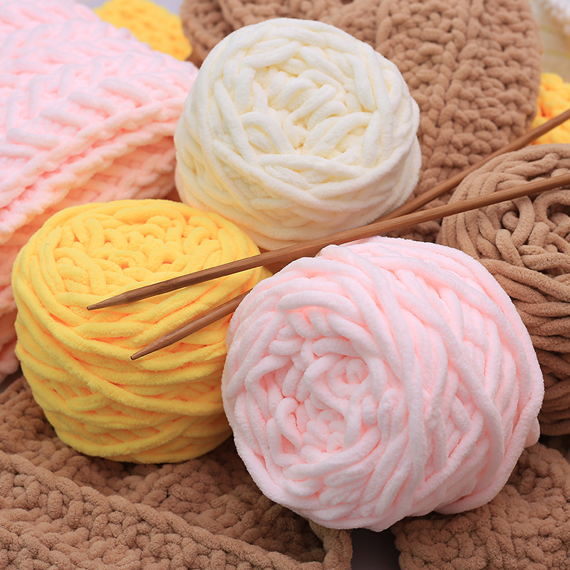 Len Nhung Đũa Cuộn 100gr Sợi 6mm, Len Sợi Đan Khăn Móc Thú Bông, Chăn Mền Mềm Mại