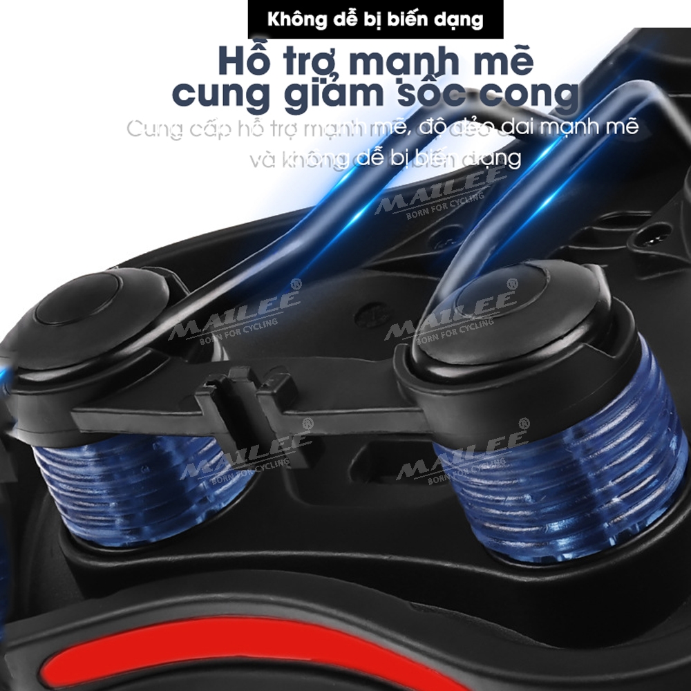 Yên BÉO Xe Đạp ESL-01 Mút Chống Sốc Dày Thoải Mái với bọc da PU, Giảm Chấn Bóng lò xo, khung cong kim loại chắc chắn cho xe đạp MTB, xe thể thao, có khe trượt lắp đèn, 2 cách lắp đặt - Mai Lee