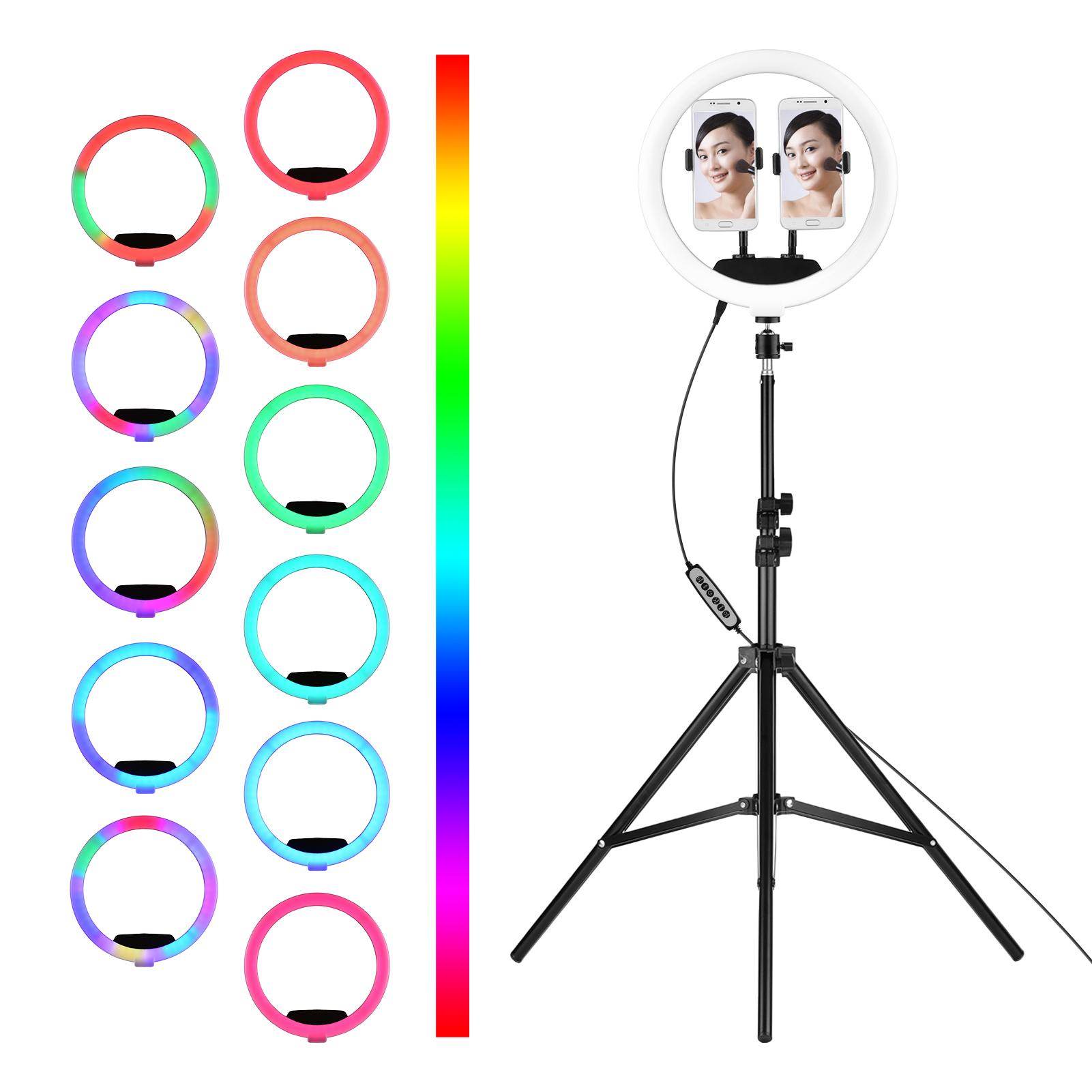 Đèn LED vòng 12 in RGB thay đổi độ sáng cho ảnh tự chụp 10 mức độ sáng với 1 Điều khiển từ xa