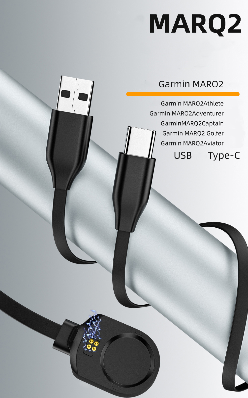 Cáp Sạc USB C cho Đồng Hồ Garmin MARQ 2 Adventurer / Athlete / Aviator / Captain / Golfer - Hàng Chính Hãng