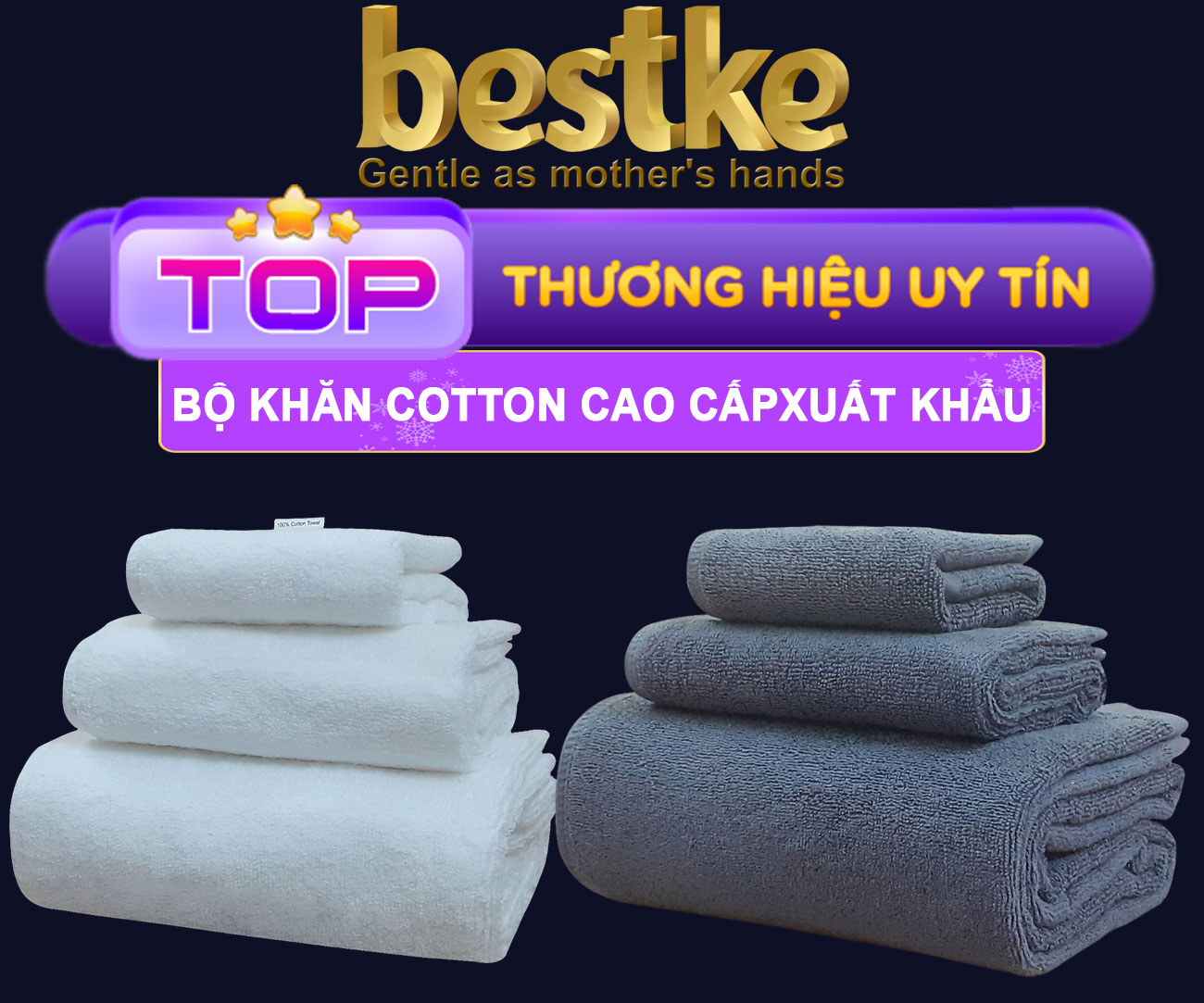 BỘ 3 Khăn Tắm, Khăn Gội, Khăn Mặt sợi tre Bestke Cao cấp Xuất khẩu Hàn Quốc màu Xanh, Bamboo Towel