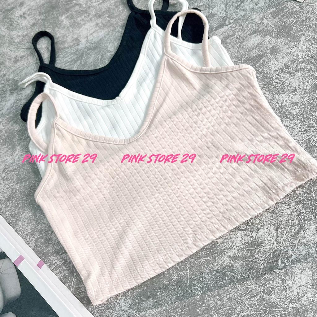 Áo Hai Dây Croptop PINKSTORE29, Dáng Rộng Cổ Tròn Nữ Tính A5397