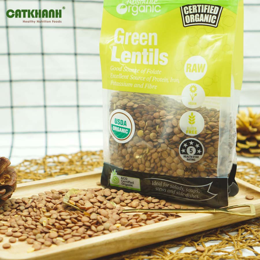 Đậu lăng xanh Green Lentils Absolute Organic  túi 400g