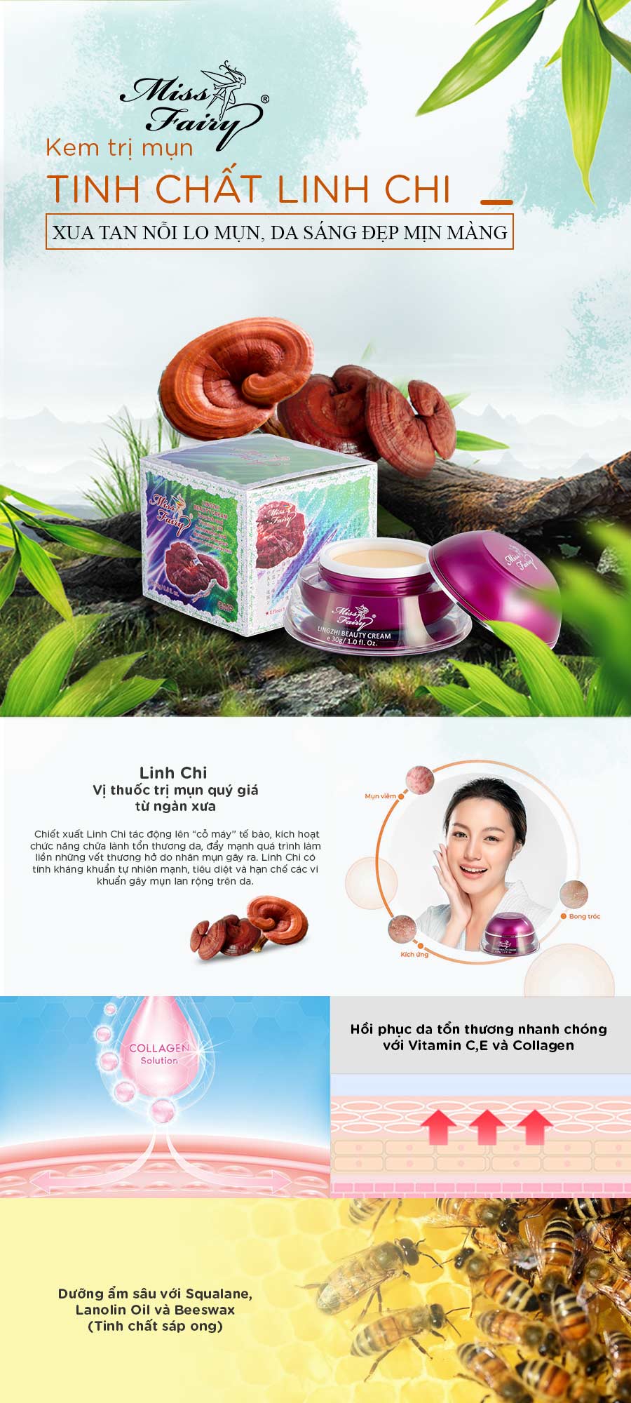 KEM MISSFAIRY LINH CHI 15g  - NGĂN NGỪA MỤN - GIẢM THÂM