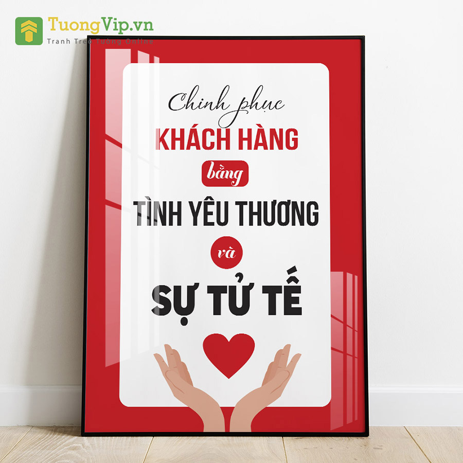 Tranh Laminate Tráng Gương - Tranh Treo Văn Phòng Slogan Tạo Động Lực - Phòng Chăm Sóc Khách Hàng