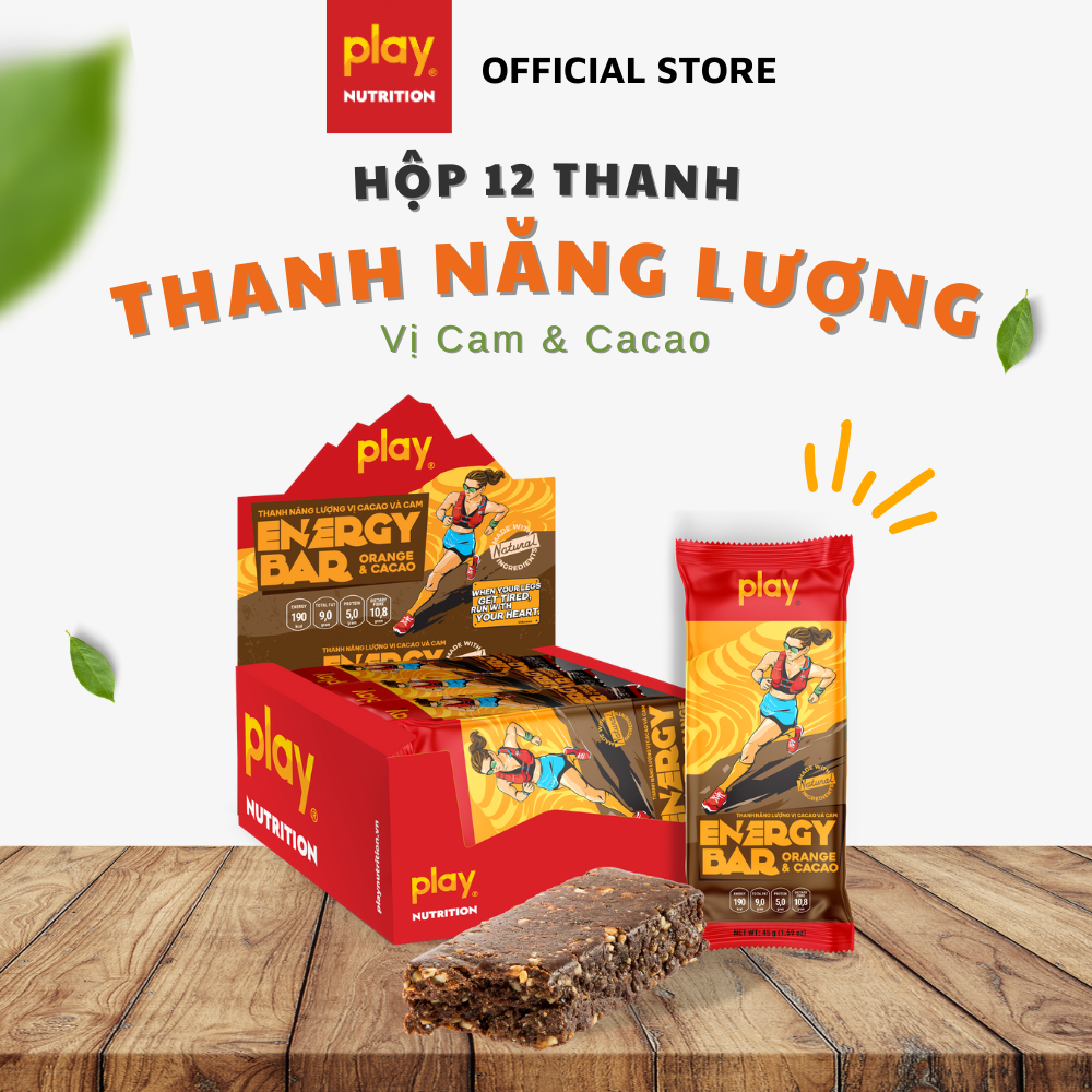 Hộp 12 Thanh Năng Lượng Play 2.0 Vị Cam Caocao Thanh Ngũ Cốc Dinh Dưỡng Play Energy Bar